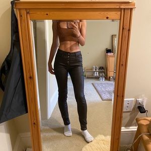 brown leather skinny jeans